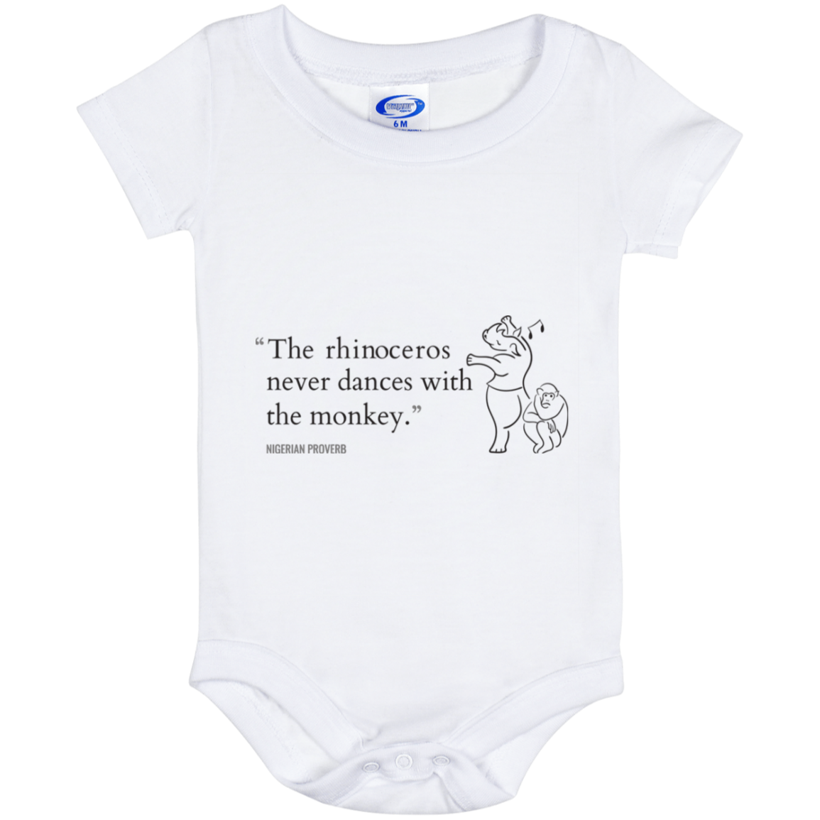 The Rhinoceros Never Dances With the Monkey Baby Onesie