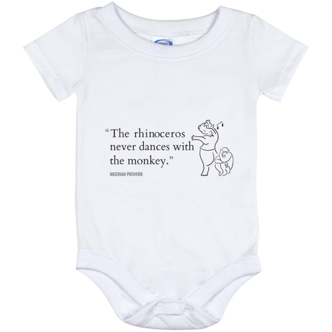The Rhinoceros Never Dances With the Monkey Baby Onesie
