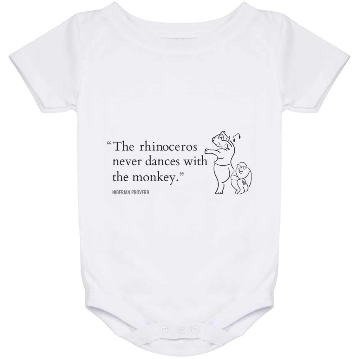 The Rhinoceros Never Dances With the Monkey Baby Onesie
