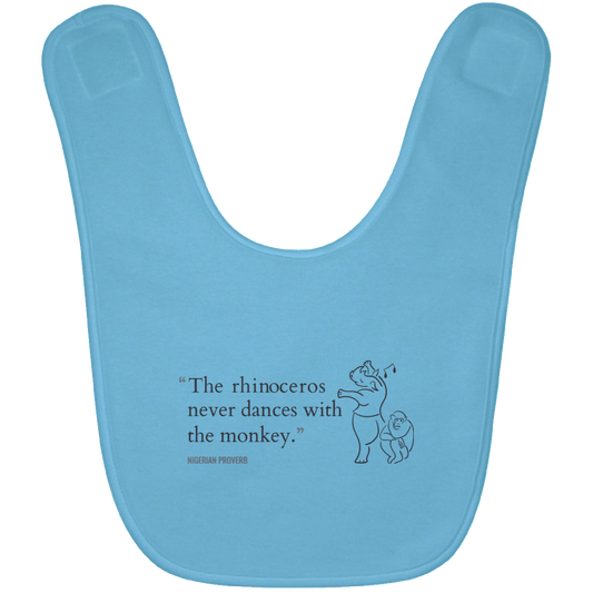 The Rhinoceros Never Dances With the Monkey Baby Bib