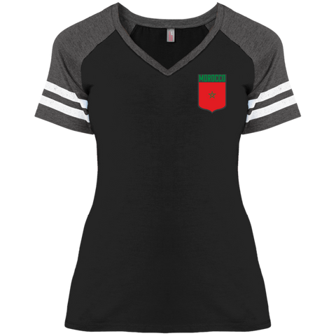 Morocco Football Team Emblem Women's Game V-Neck T-Shirt