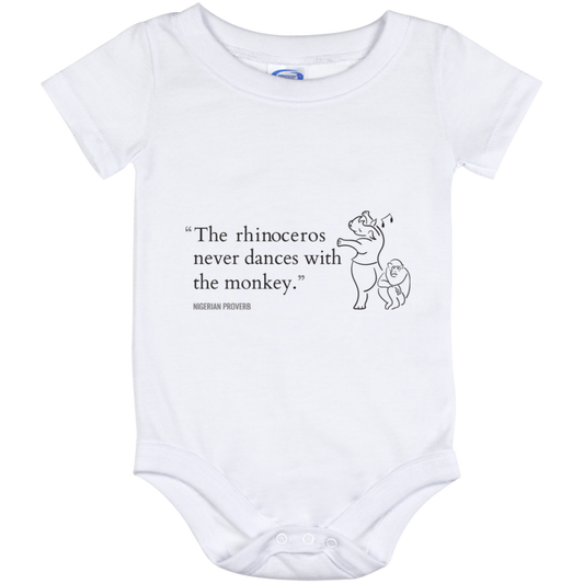 The Rhinoceros Never Dances With the Monkey Baby Onesie