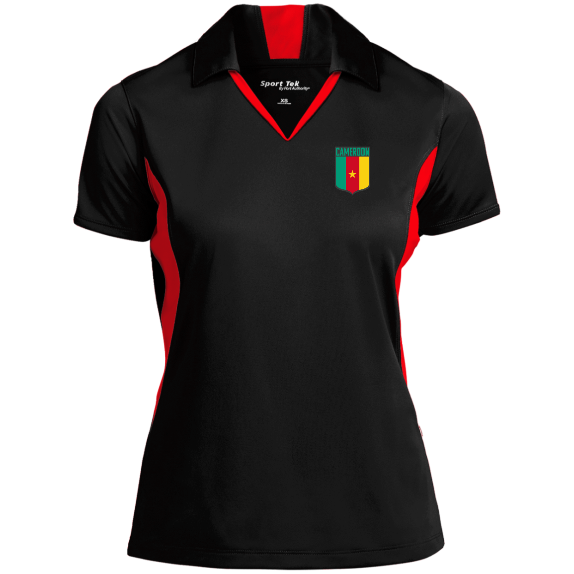 Cameroon Football Team Emblem Women's Side Blocked Sport Polo