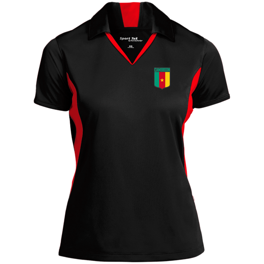 Cameroon Football Team Emblem Women's Side Blocked Sport Polo