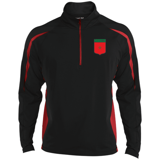 Morocco Football Team Emblem Men's Zip-Up Sports Pullover