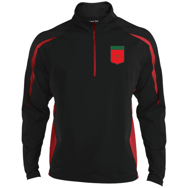 Morocco Football Team Emblem Men's Zip-Up Sports Pullover