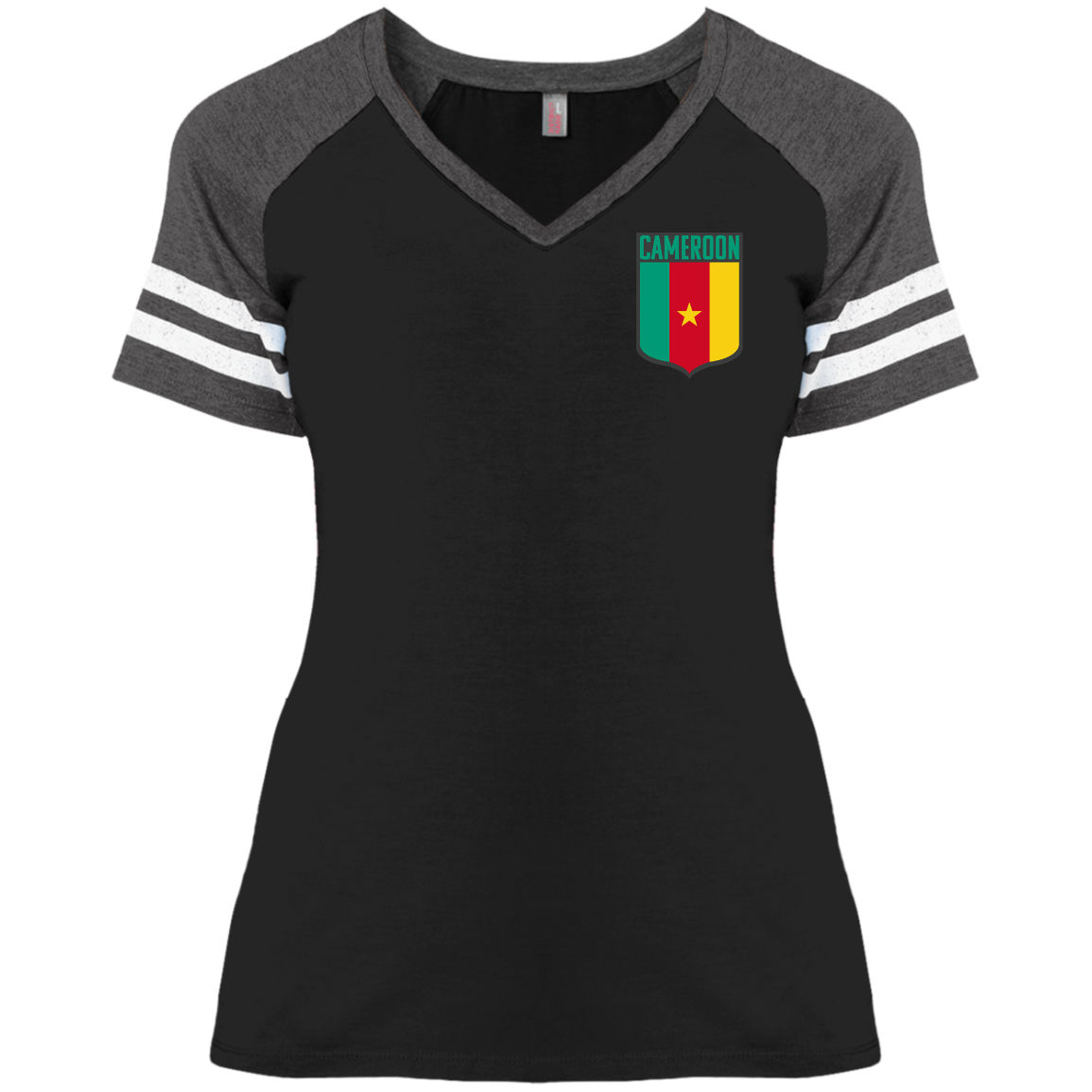 Cameroon Football Team Emblem Women's Game V-Neck T-Shirt
