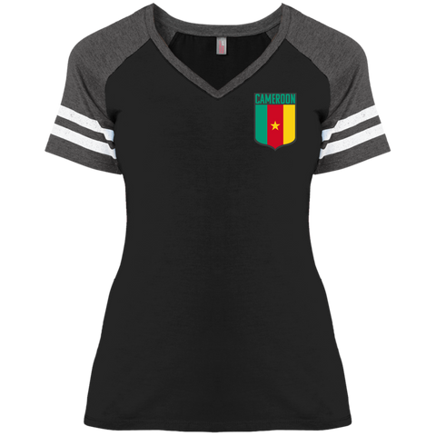 Cameroon Football Team Emblem Women's Game V-Neck T-Shirt