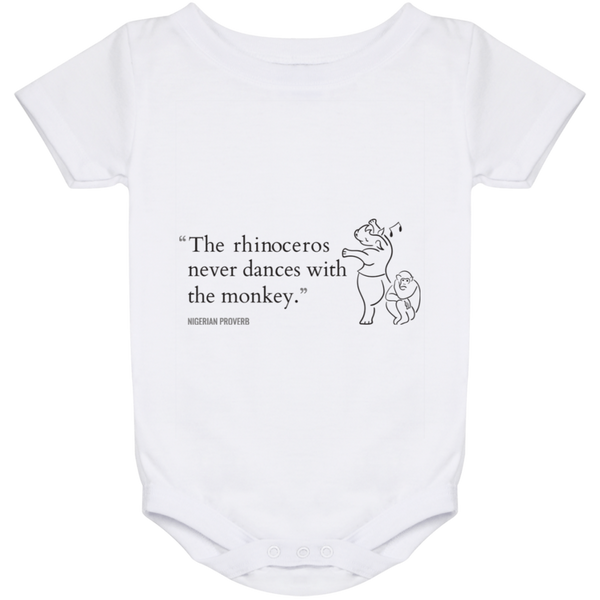 The Rhinoceros Never Dances With the Monkey Baby Onesie