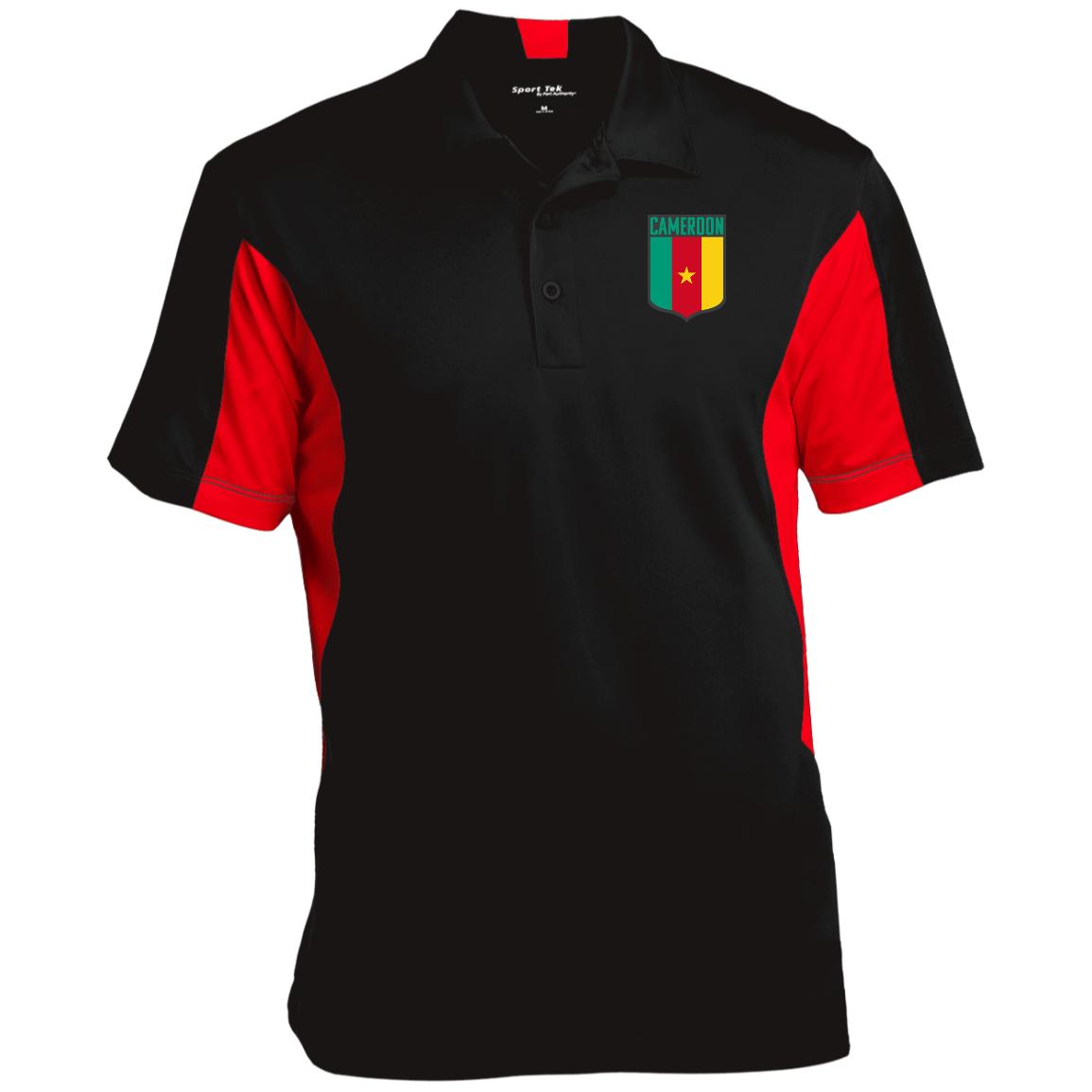 Cameroon Football Team Emblem Men's Side Blocked Sport Polo