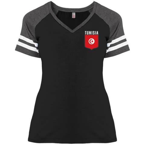 Tunisia Football Team Emblem Women's Game V-Neck T-Shirt