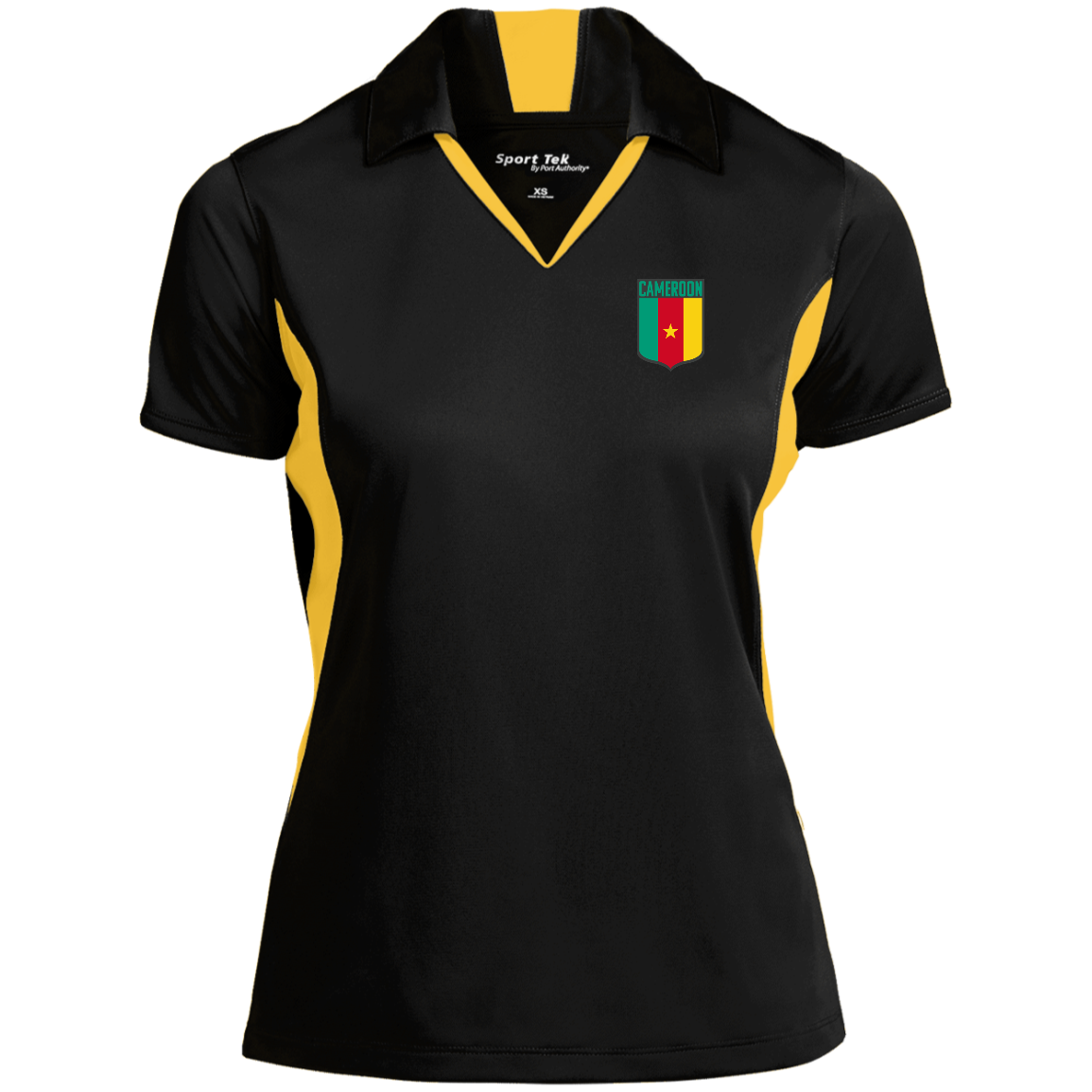 Cameroon Football Team Emblem Women's Side Blocked Sport Polo