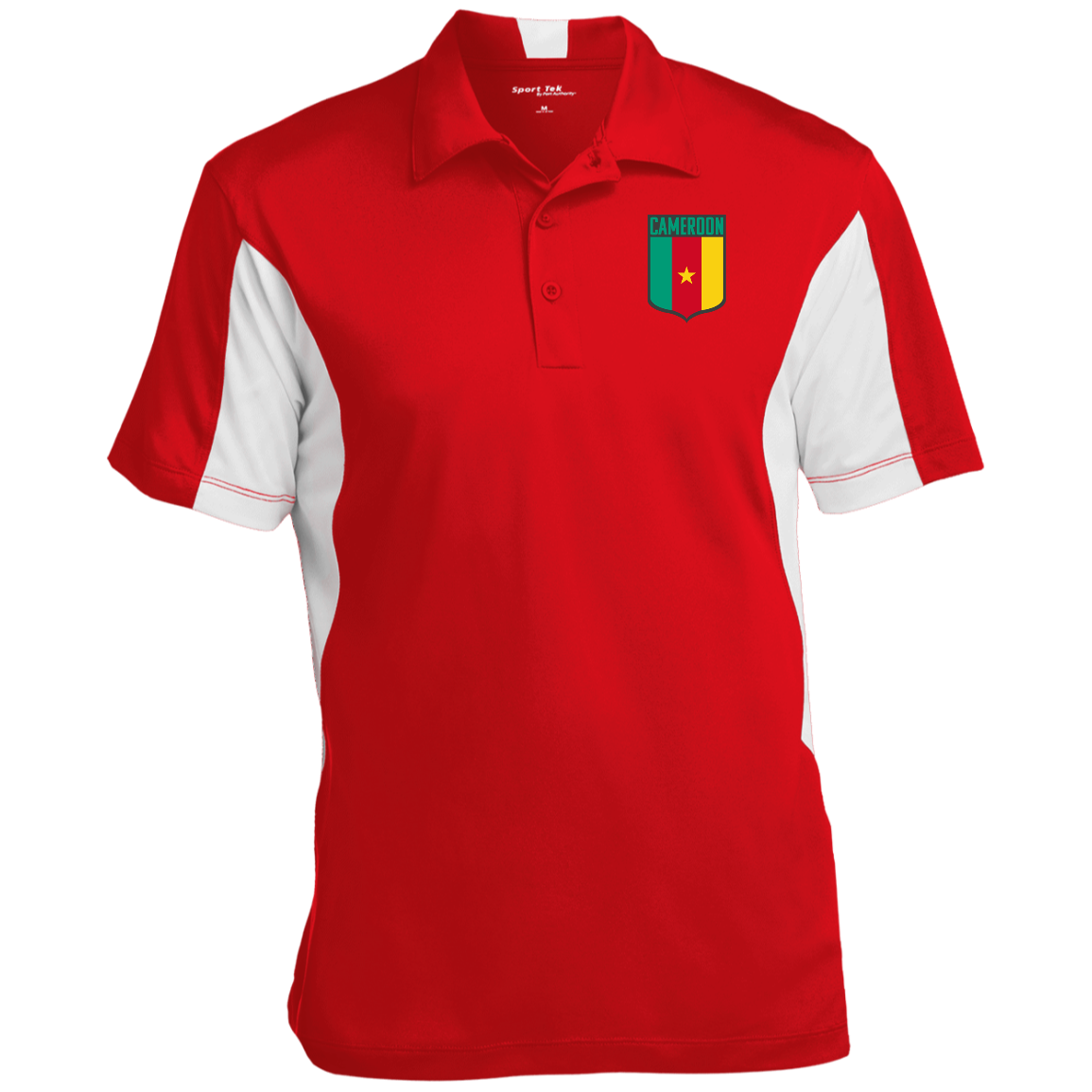 Cameroon Football Team Emblem Men's Side Blocked Sport Polo