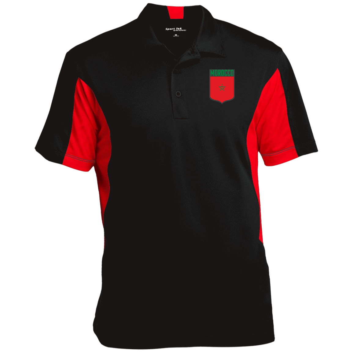 Morocco Football Team Emblem Men's Side Blocked Sport Polo