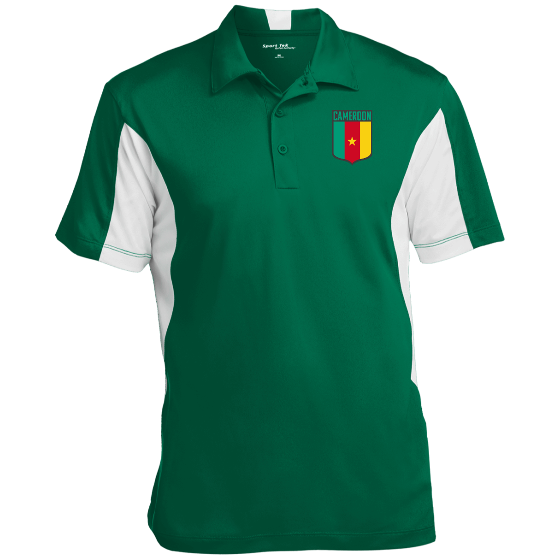 Cameroon Football Team Emblem Men's Side Blocked Sport Polo