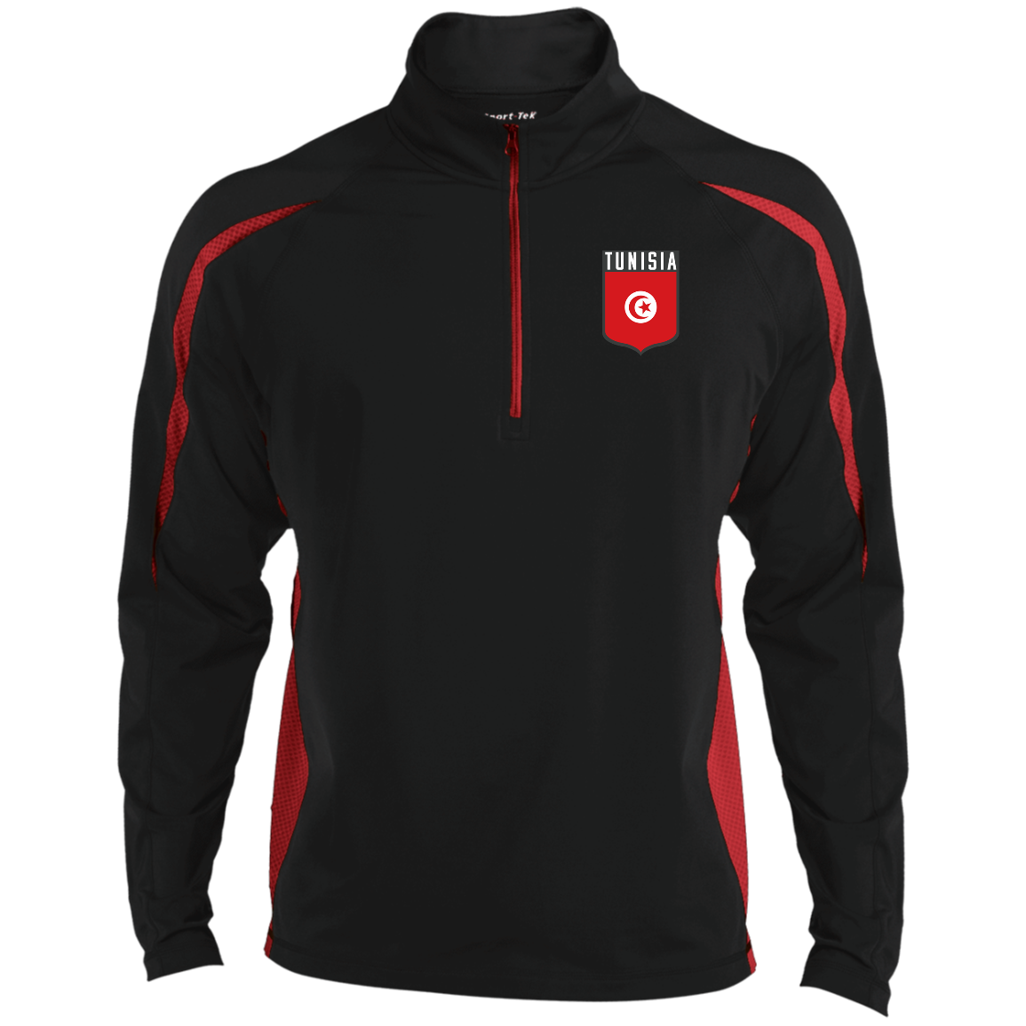 Tunisia Football Team Emblem Men's Zip-Up Sports Pullover