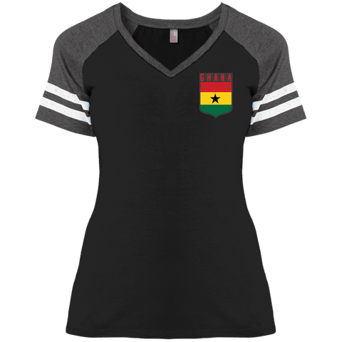 Ghana Football Team Emblem Women's Game V-Neck T-Shirt