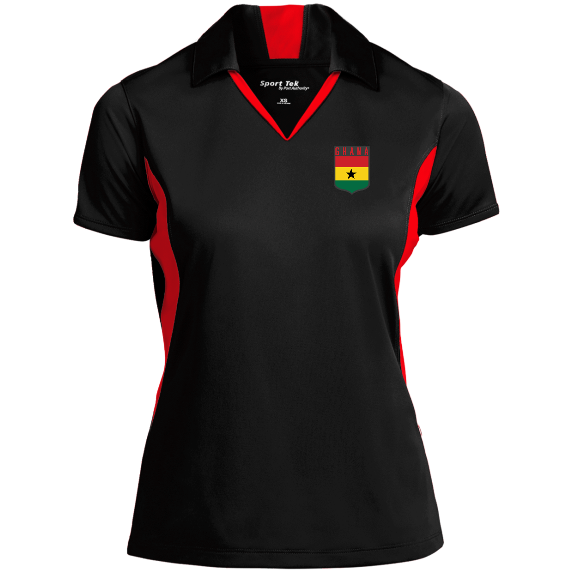 Ghana Football Team Emblem Women's Side Blocked Sport Polo